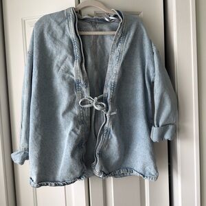 Primark Rita Ora Light Wash Denim Jacket with Tie Front